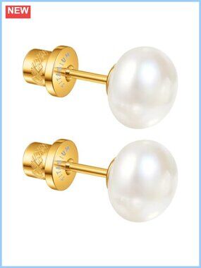 Freshwater Pearl Stud Earrings Titanium Screw Back Hypoallergenic